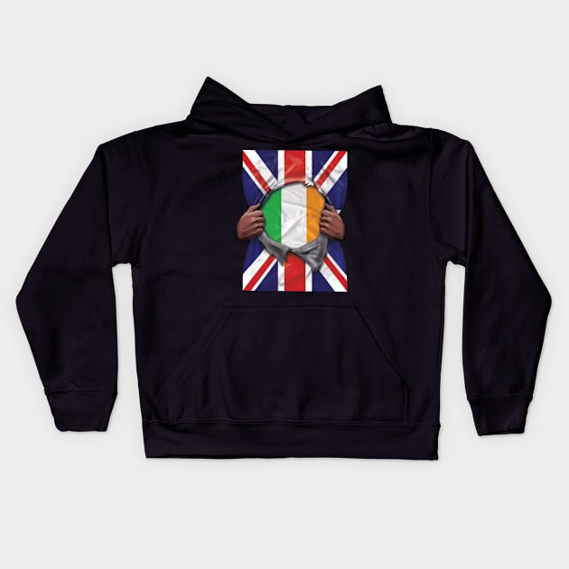 Ireland Flag Great Britain Flag Ripped - Gift for Irish From Ireland Kids Hoodie by Country Flags